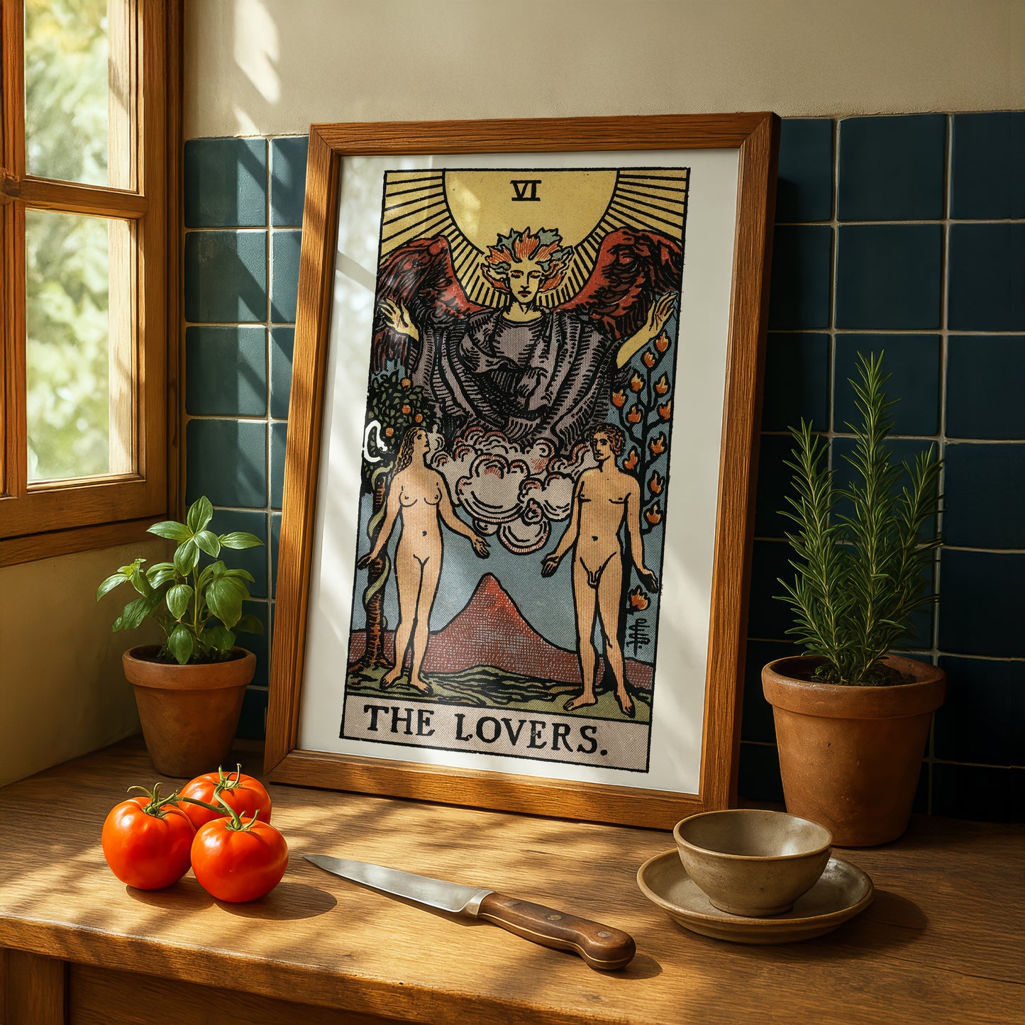 The Lovers Tarot Card Print | Rider-Waite-Smith Vintage Tarot Deck | Wall Art