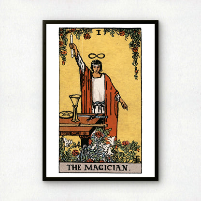 The Magician Tarot Card Print | Rider-Waite-Smith Vintage Tarot Deck | Wall Art