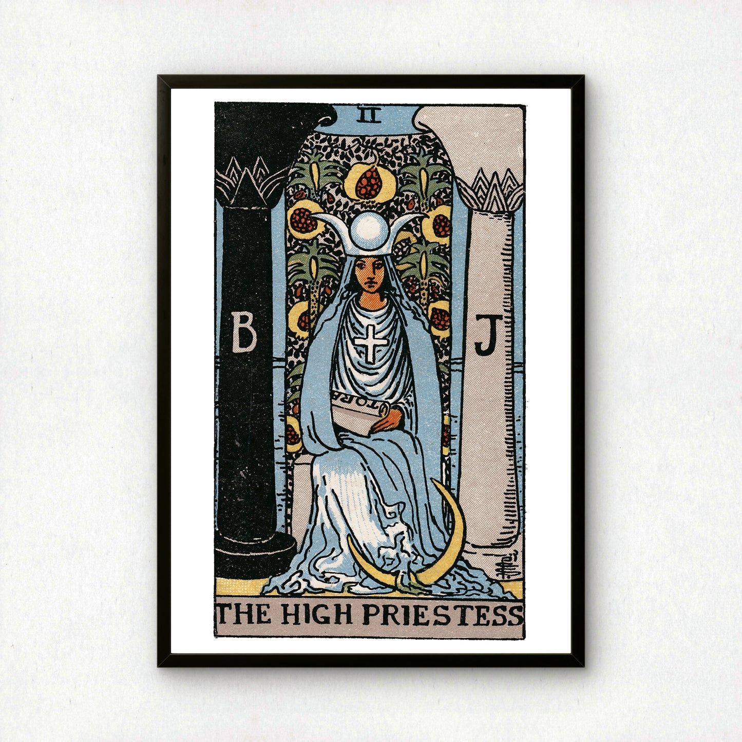 The High Priestess Tarot Card Print | Rider-Waite-Smith Vintage Tarot Deck | Wall Art