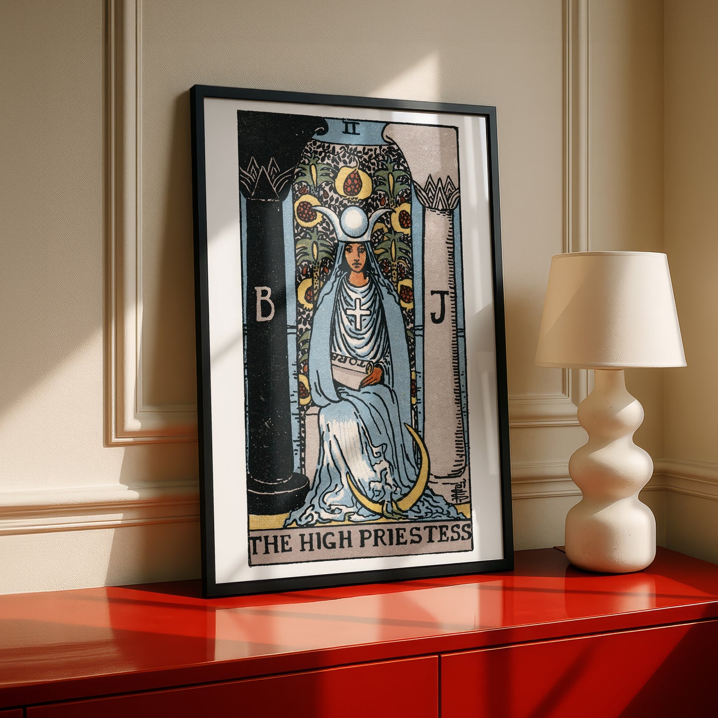 The High Priestess Tarot Card Print | Rider-Waite-Smith Vintage Tarot Deck | Wall Art