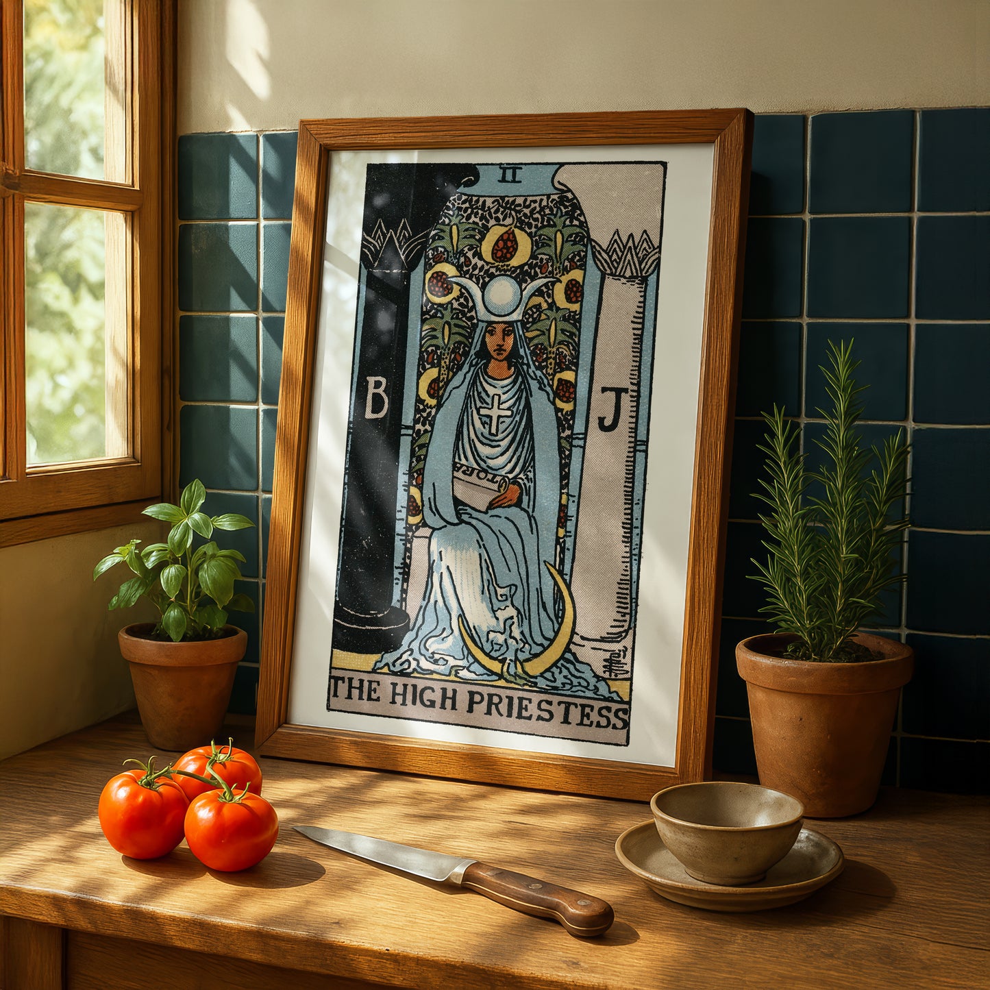 The High Priestess Tarot Card Print | Rider-Waite-Smith Vintage Tarot Deck | Wall Art