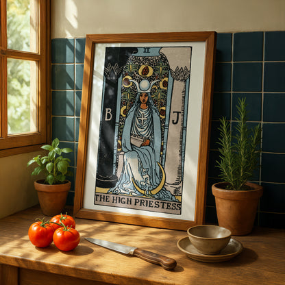 The High Priestess Tarot Card Print | Rider-Waite-Smith Vintage Tarot Deck | Wall Art