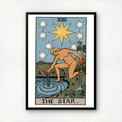 The Star Tarot Card Print | Rider-Waite-Smith Vintage Tarot Deck | Wall Art