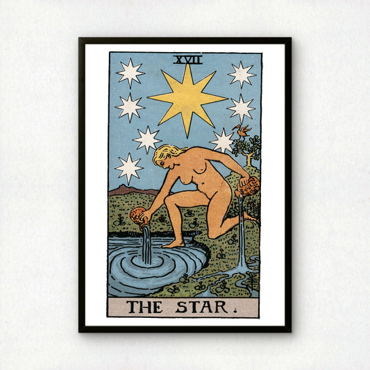 The Star Tarot Card Print | Rider-Waite-Smith Vintage Tarot Deck | Wall Art