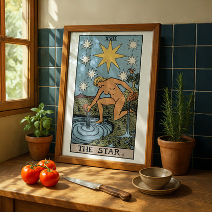 The Star Tarot Card Print | Rider-Waite-Smith Vintage Tarot Deck | Wall Art