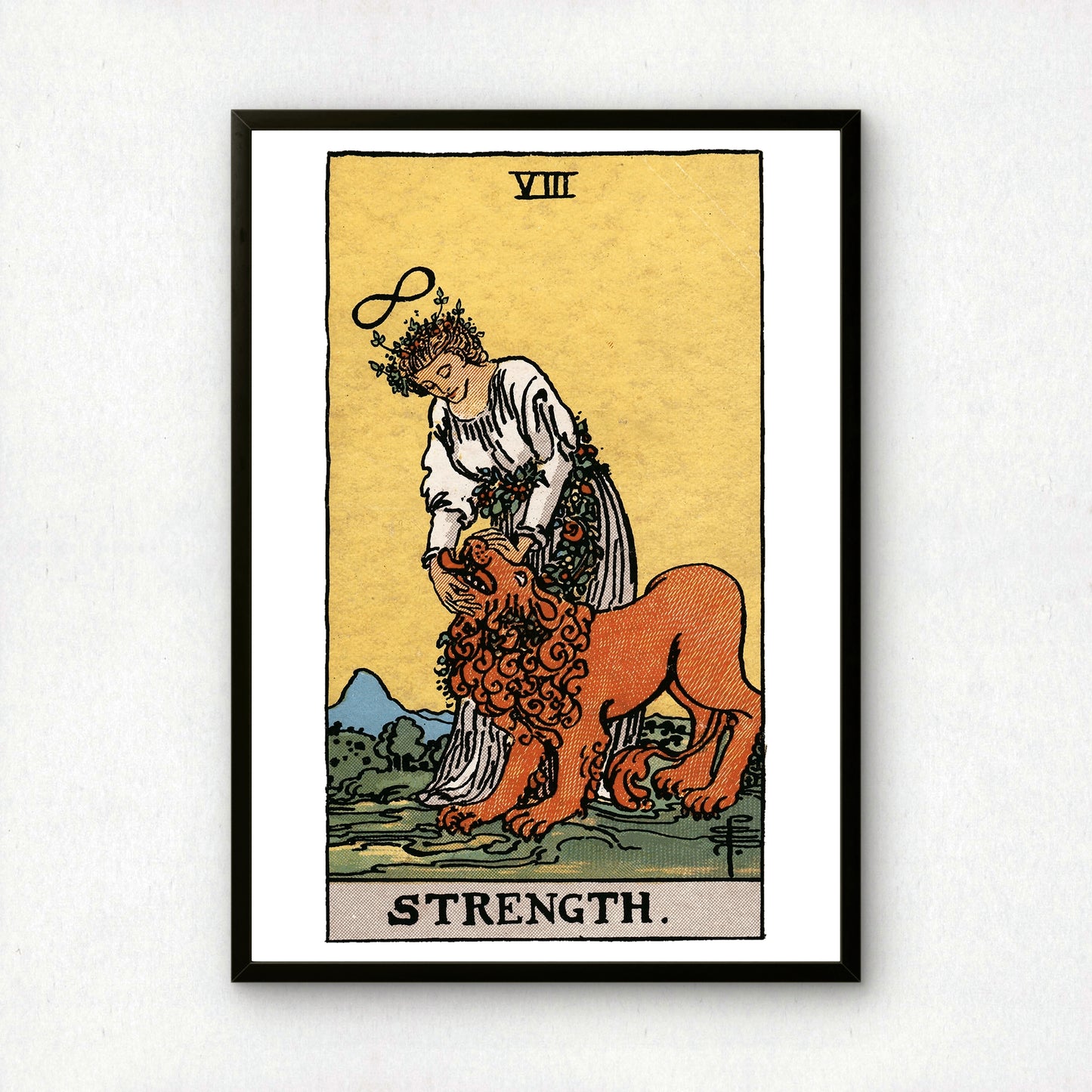 Strength Tarot Card Print | Rider-Waite-Smith Vintage Tarot Deck | Wall Art