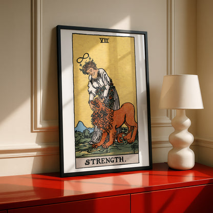 Strength Tarot Card Print | Rider-Waite-Smith Vintage Tarot Deck | Wall Art