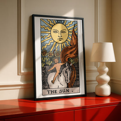 The Sun Tarot Card Print | Rider-Waite-Smith Vintage Tarot Deck | Wall Art