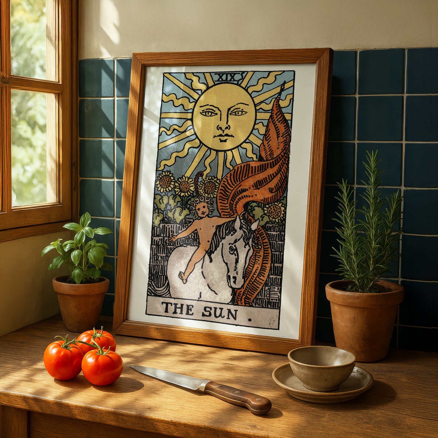 The Sun Tarot Card Print | Rider-Waite-Smith Vintage Tarot Deck | Wall Art