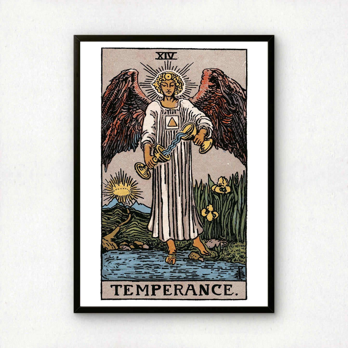 Temperance Tarot Card Print | Rider-Waite-Smith Vintage Tarot Deck | Wall Art