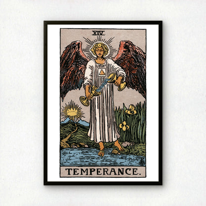 Temperance Tarot Card Print | Rider-Waite-Smith Vintage Tarot Deck | Wall Art