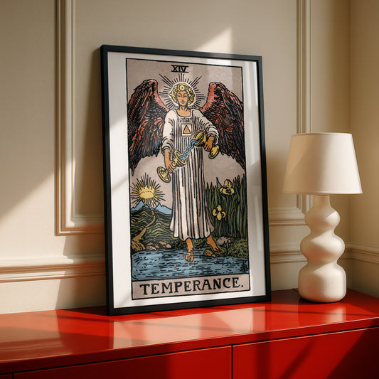 Temperance Tarot Card Print | Rider-Waite-Smith Vintage Tarot Deck | Wall Art