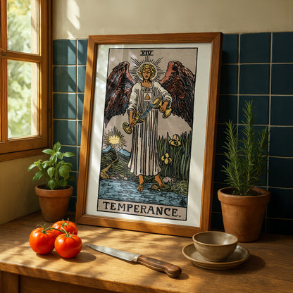 Temperance Tarot Card Print | Rider-Waite-Smith Vintage Tarot Deck | Wall Art