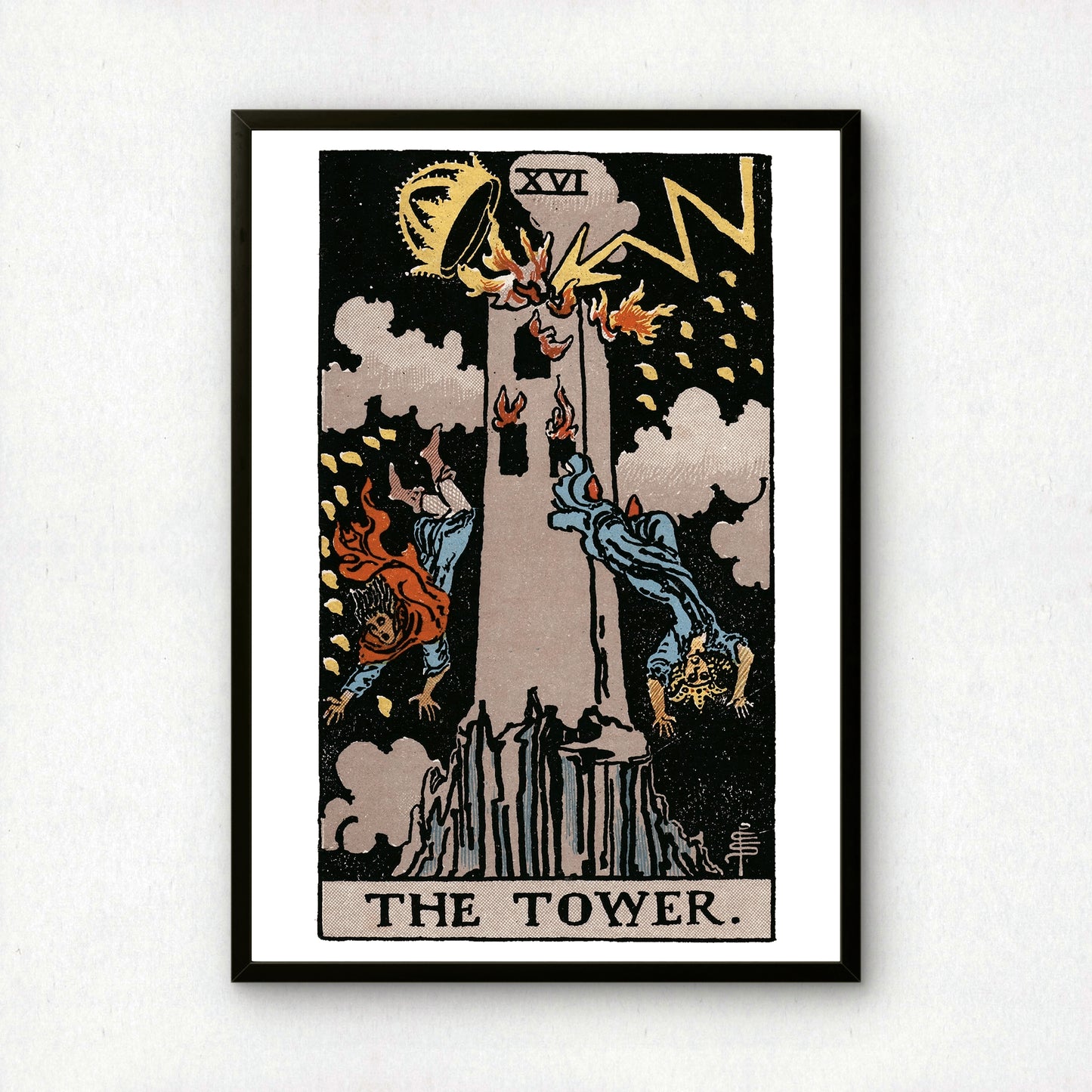 The Tower Tarot Card Print | Rider-Waite-Smith Vintage Tarot Deck | Wall Art