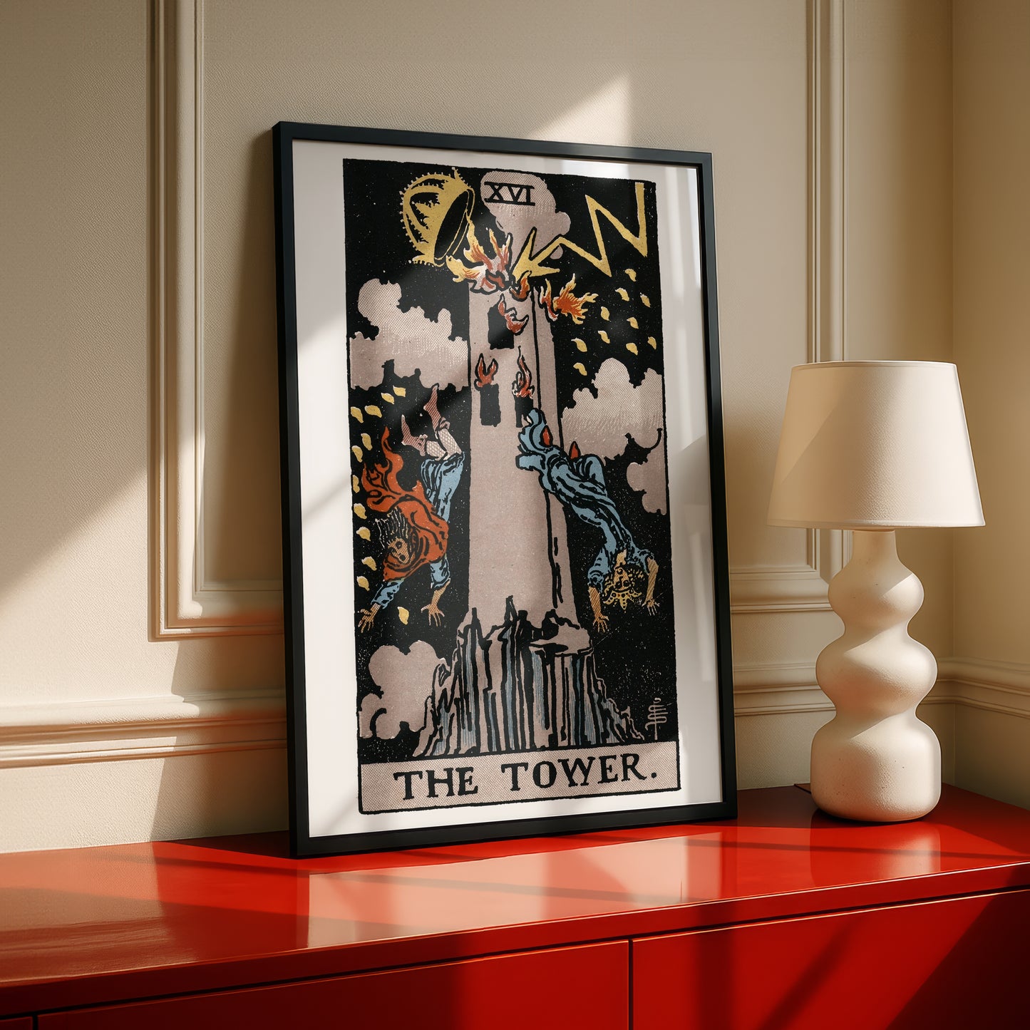 The Tower Tarot Card Print | Rider-Waite-Smith Vintage Tarot Deck | Wall Art