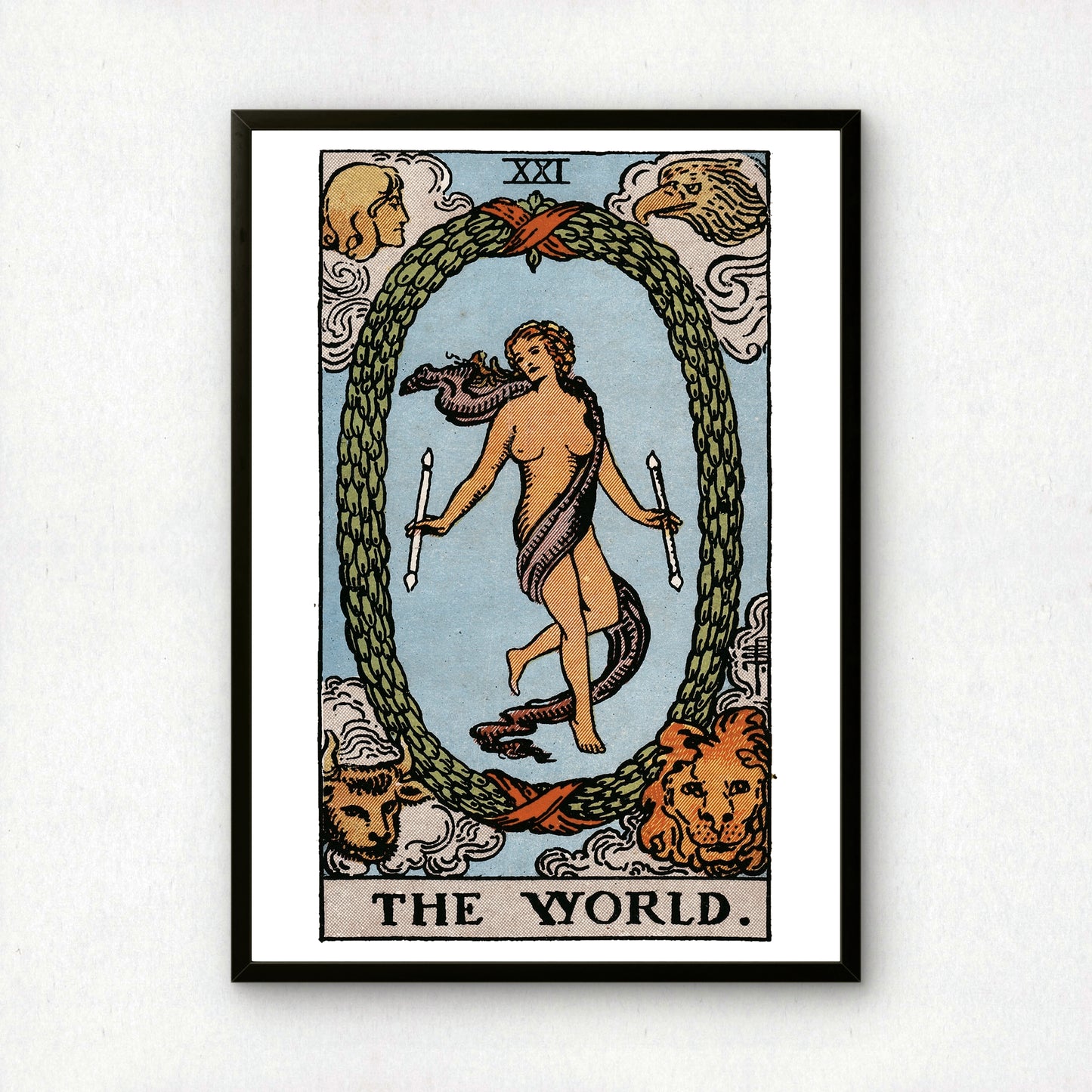 The World Tarot Card Print | Rider-Waite-Smith Vintage Tarot Deck | Wall Art