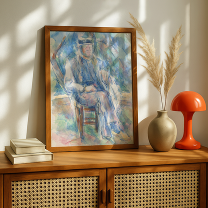 Man Wearing a Straw Hat by Paul Cezanne Print | Premium Giclee Art Print | Post-Impressionist Wall Art | Museum Quality Reproduction | Fine Art Print