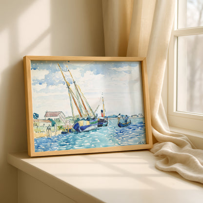 Marine Scene (Boats near Venice) by Henri-Edmond Cross Art Print | Pointillism Giclee Reproduction | French Neo-Impressionist Wall Decor