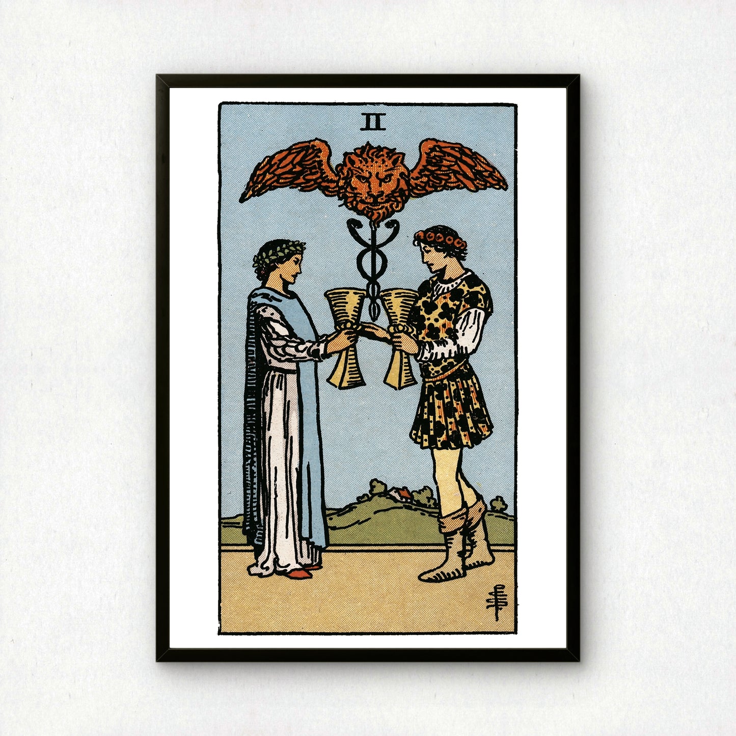 Two of Cups Tarot Card Print | Rider-Waite Cups Minor Arcana Deck | Wall Art