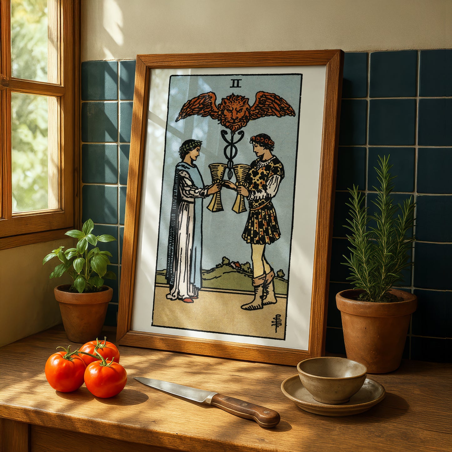 Two of Cups Tarot Card Print | Rider-Waite Cups Minor Arcana Deck | Wall Art
