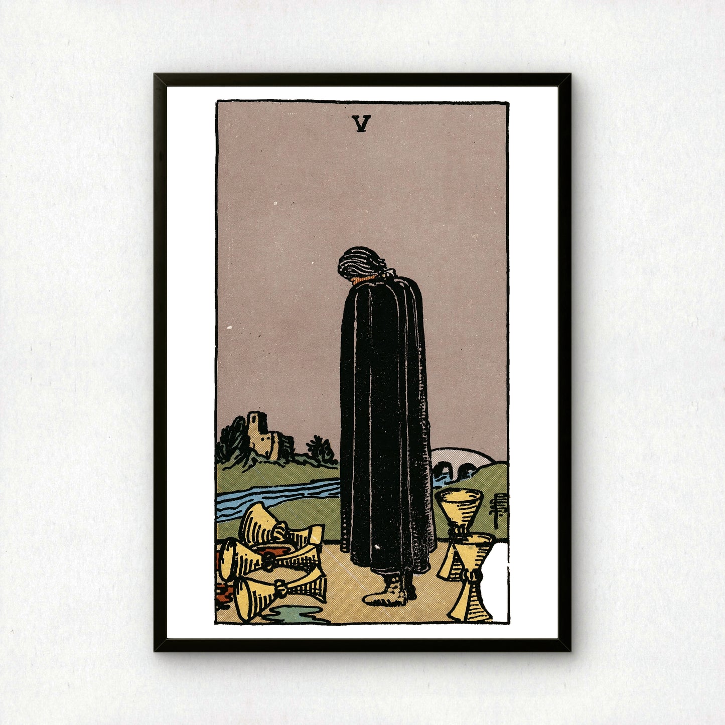 Five of Cups Tarot Card Print | Rider-Waite Cups Minor Arcana Deck | Wall Art