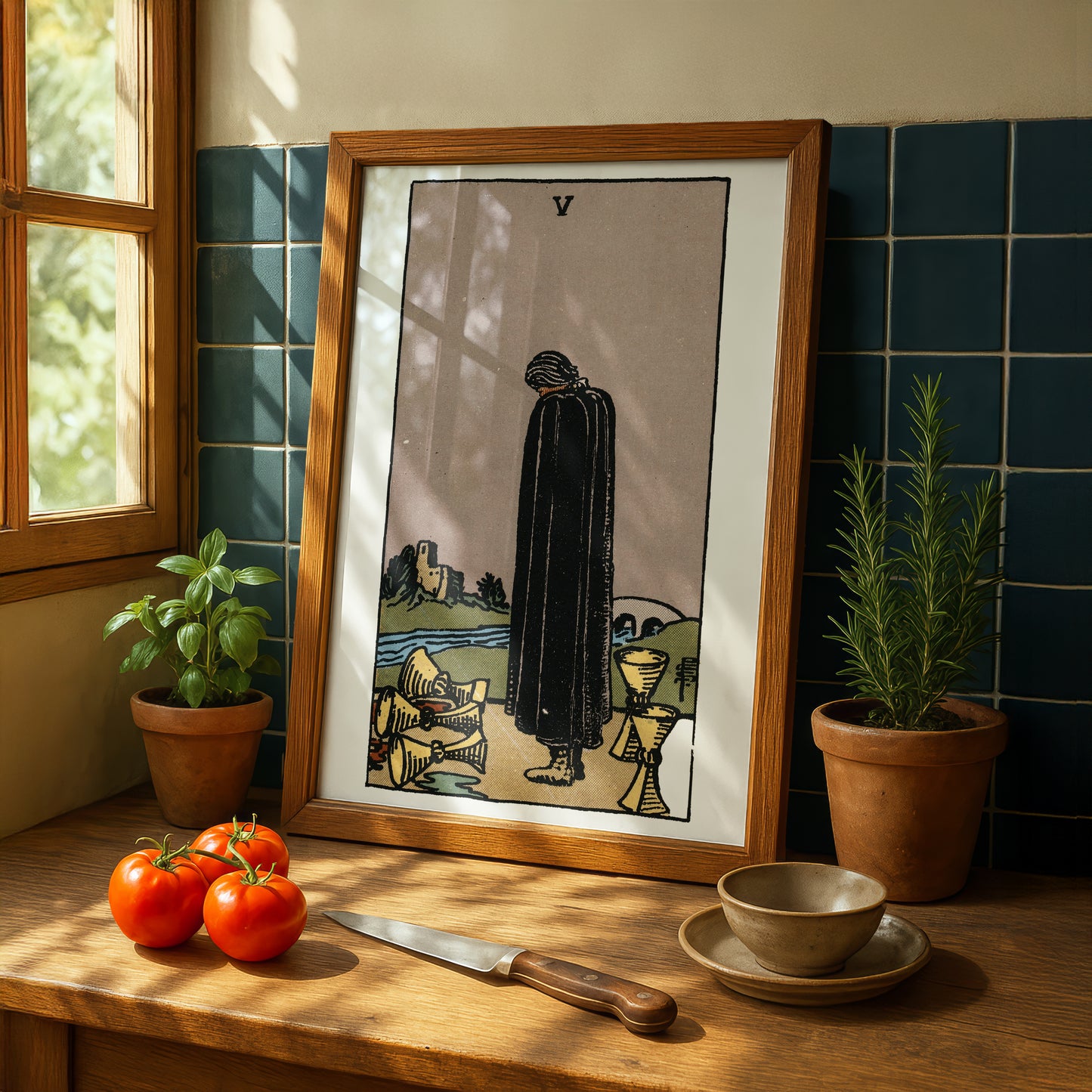 Five of Cups Tarot Card Print | Rider-Waite Cups Minor Arcana Deck | Wall Art