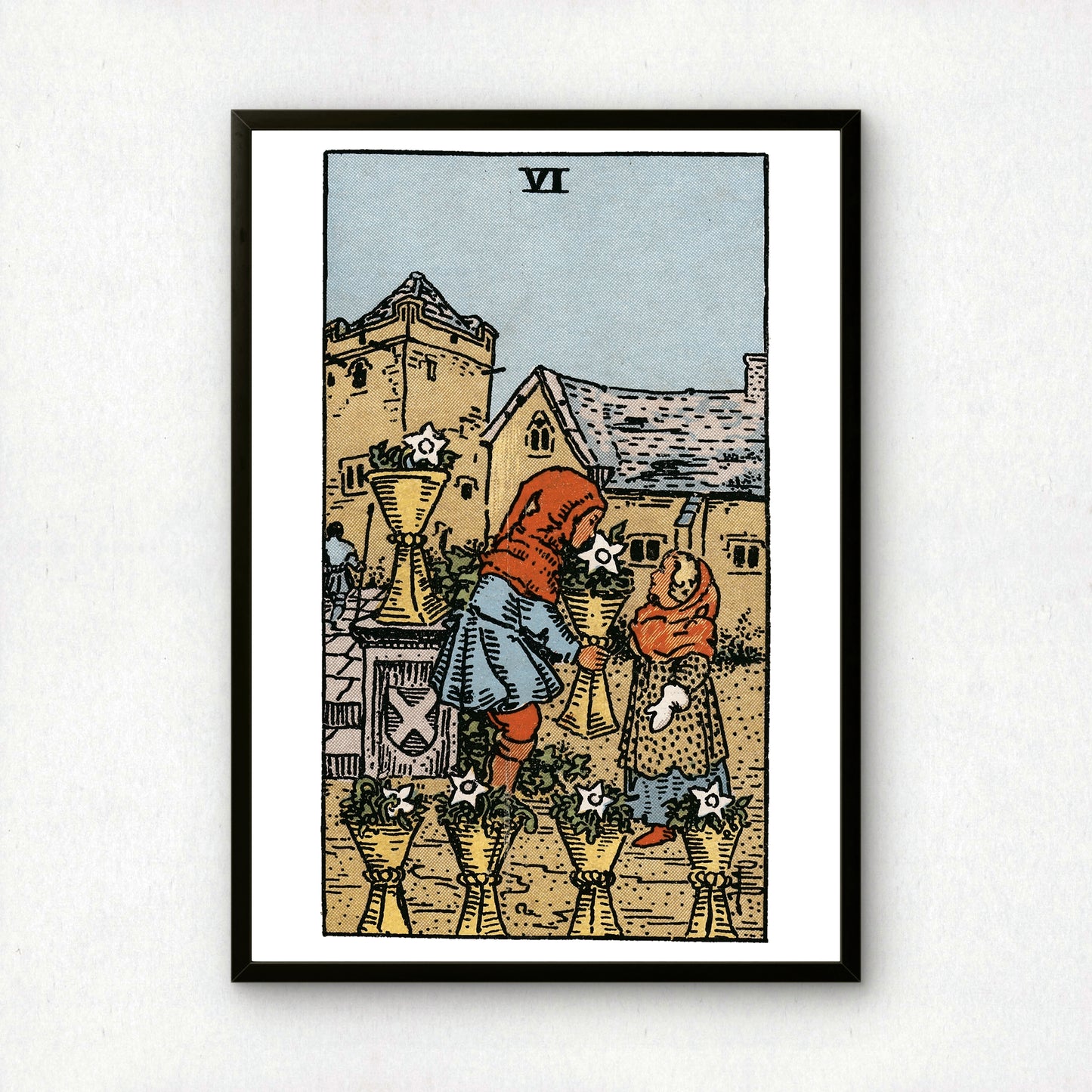 Six of Cups Tarot Card Print | Rider-Waite Cups Minor Arcana Deck | Wall Art