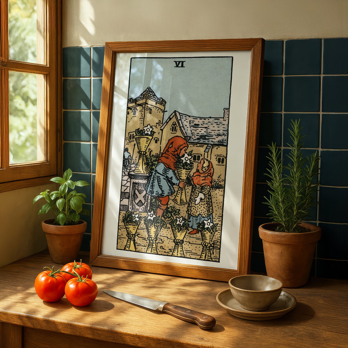 Six of Cups Tarot Card Print | Rider-Waite Cups Minor Arcana Deck | Wall Art