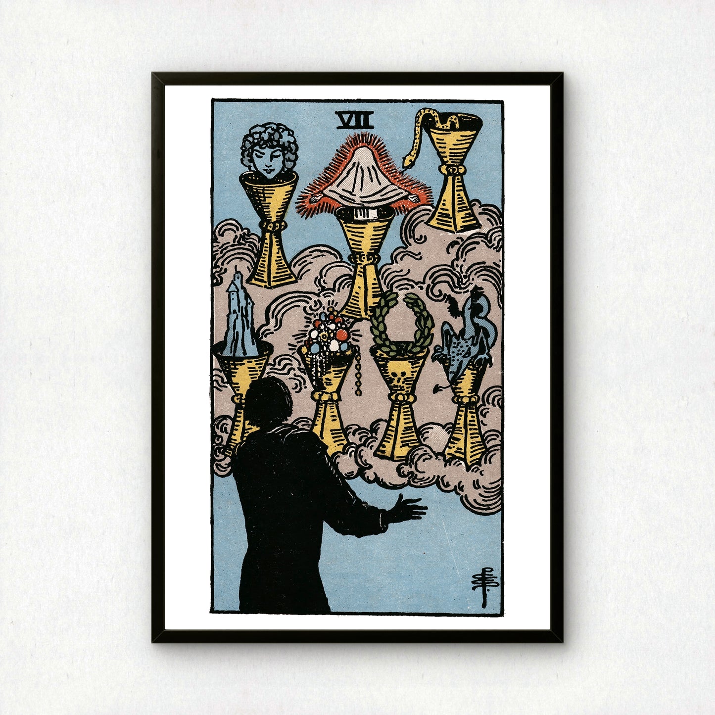 Seven of Cups Tarot Card Print | Rider-Waite Cups Minor Arcana Deck | Wall Art
