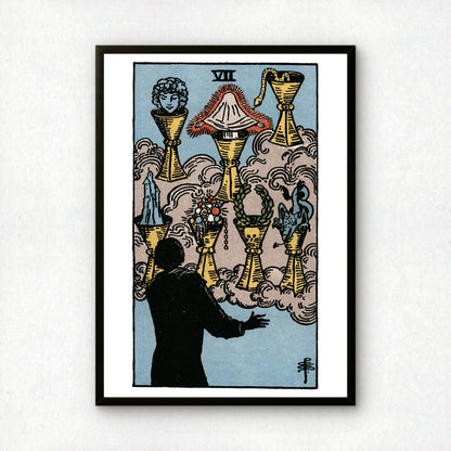 Seven of Cups Tarot Card Print | Rider-Waite Cups Minor Arcana Deck | Wall Art