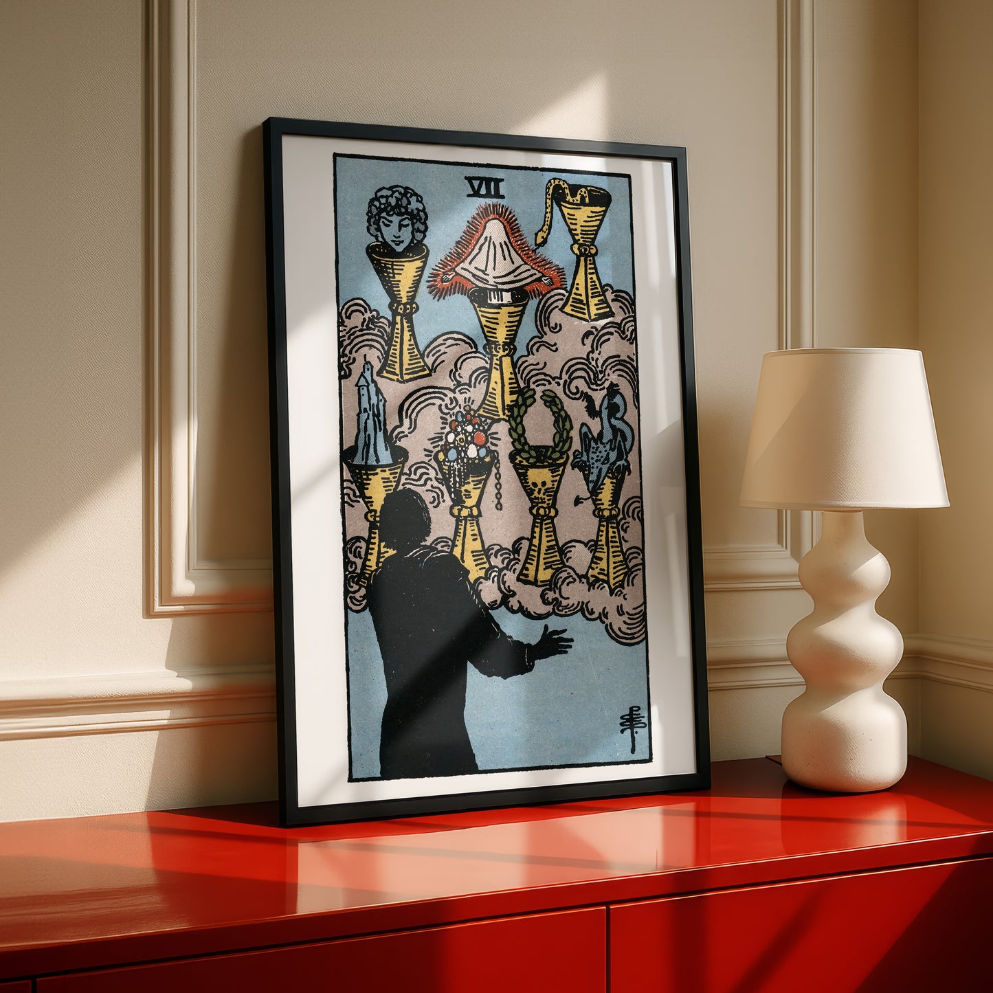 Seven of Cups Tarot Card Print | Rider-Waite Cups Minor Arcana Deck | Wall Art