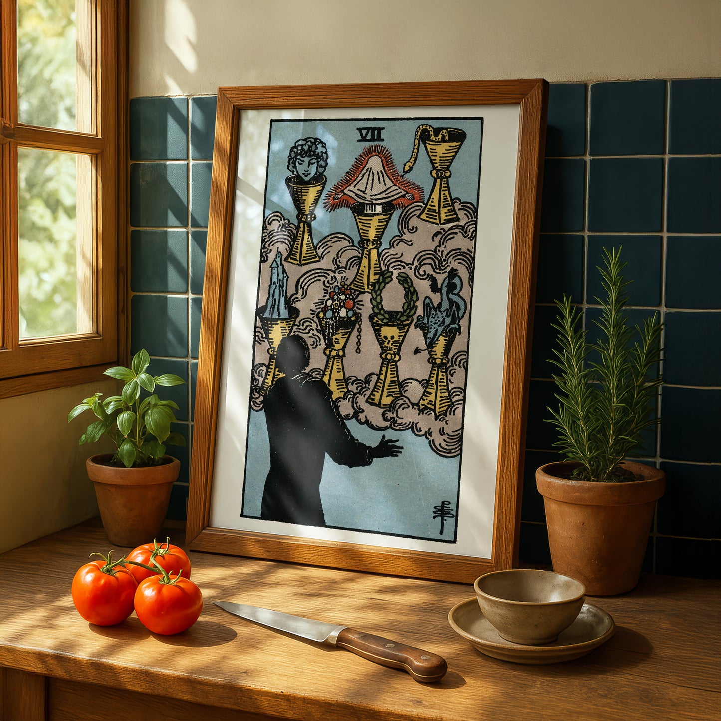 Seven of Cups Tarot Card Print | Rider-Waite Cups Minor Arcana Deck | Wall Art