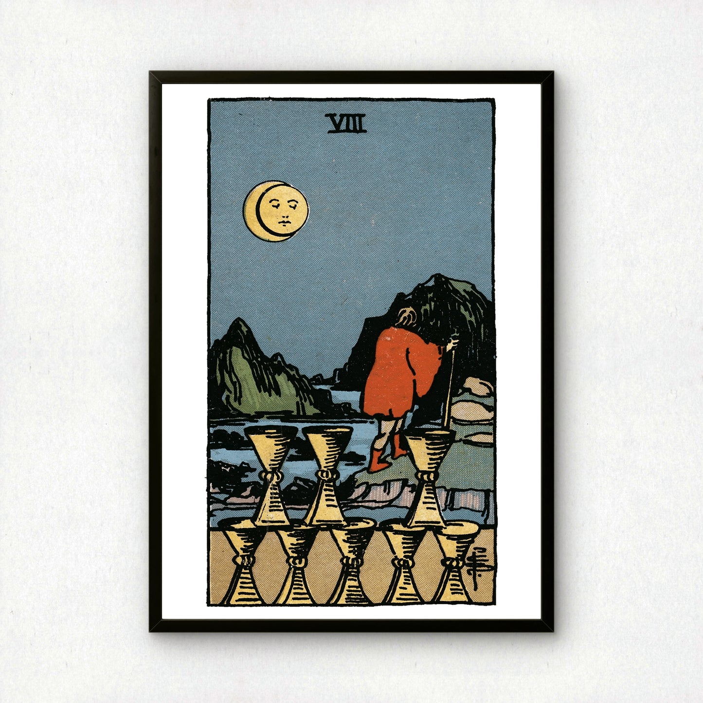 Eight of Cups Tarot Card Print | Rider-Waite Cups Minor Arcana Deck | Wall Art