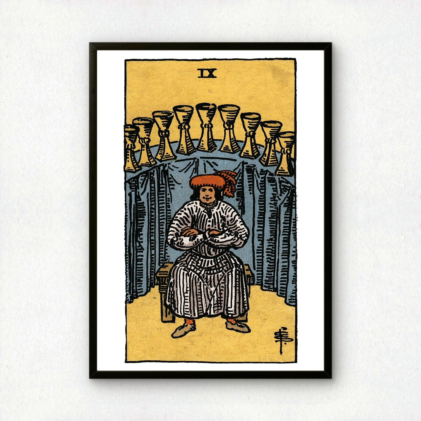Nine of Cups Tarot Card Print | Rider-Waite Cups Minor Arcana Deck | Wall Art
