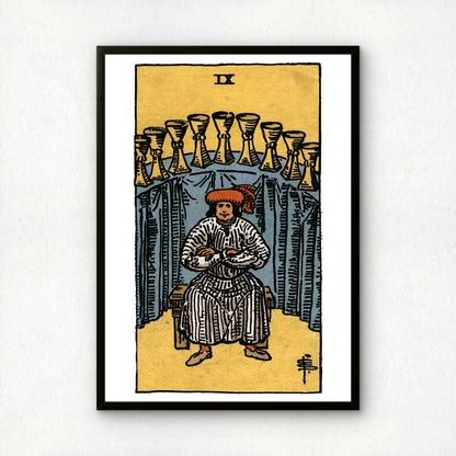 Nine of Cups Tarot Card Print | Rider-Waite Cups Minor Arcana Deck | Wall Art