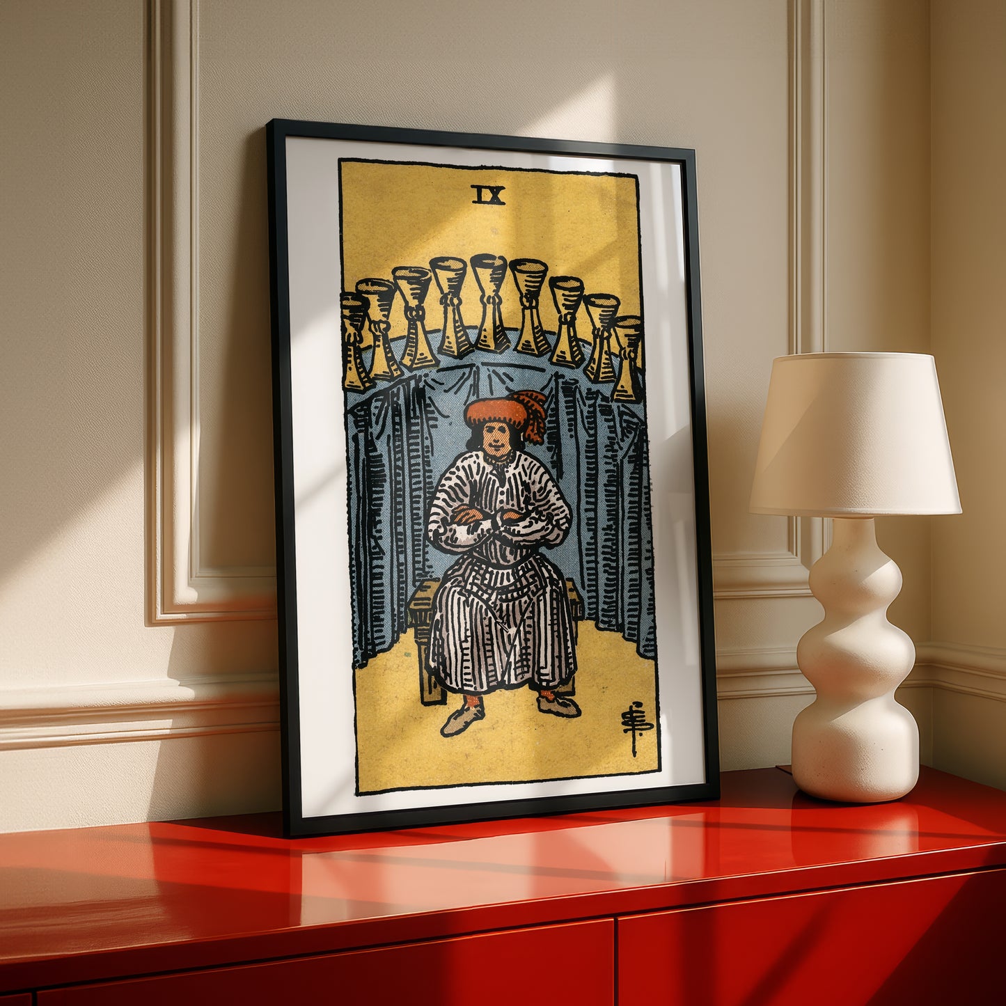 Nine of Cups Tarot Card Print | Rider-Waite Cups Minor Arcana Deck | Wall Art