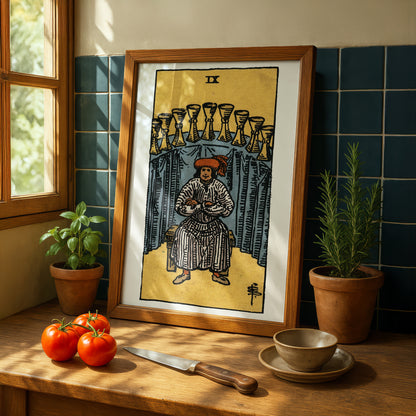 Nine of Cups Tarot Card Print | Rider-Waite Cups Minor Arcana Deck | Wall Art