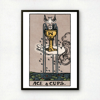 Ace of Cups Tarot Card Print | Rider-Waite Tarot Deck | Wall Art Giclée