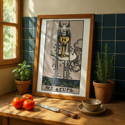 Ace of Cups Tarot Card Print | Rider-Waite Tarot Deck | Wall Art Giclée