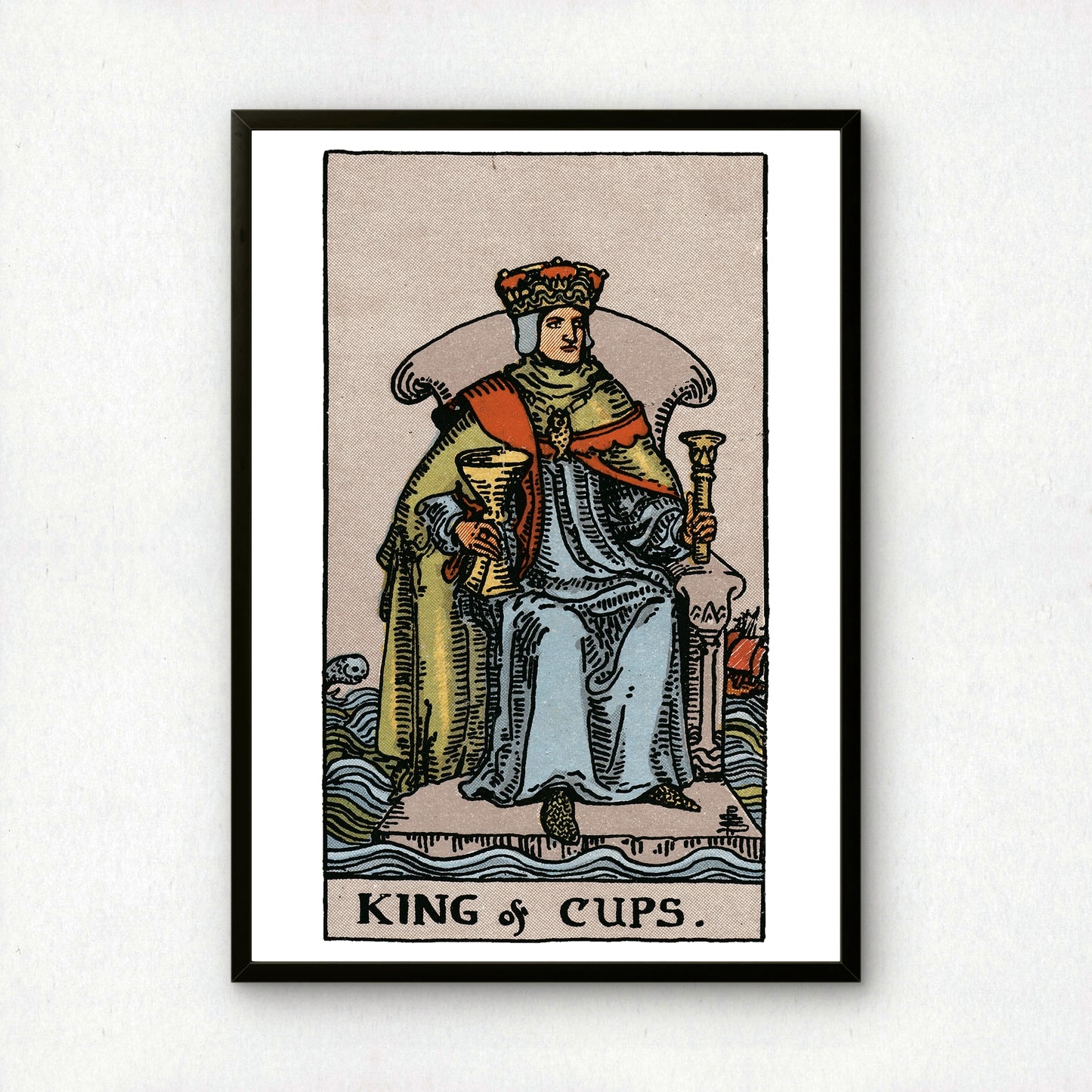 King of Cups Tarot Card Print | Rider-Waite Tarot Deck | Wall Art Giclée