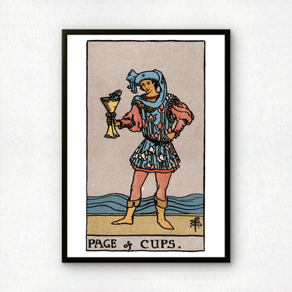 Page of Cups Tarot Card Print | Rider-Waite Tarot Deck | Wall Art Giclée