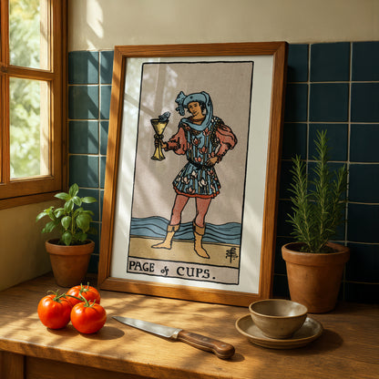 Page of Cups Tarot Card Print | Rider-Waite Tarot Deck | Wall Art Giclée