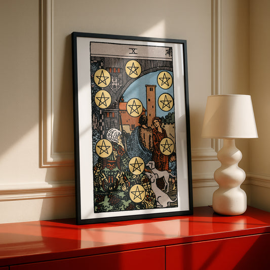 Ten of Pentacles Tarot Card Print | Rider-Waite Pentacles Minor Arcana Deck | Wall Art