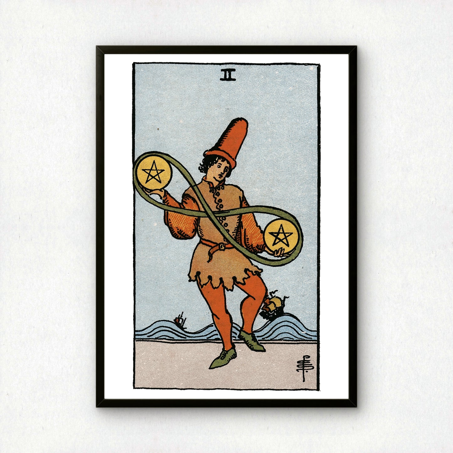 Two of Pentacles Tarot Card Print | Rider-Waite Pentacles Minor Arcana Deck | Wall Art