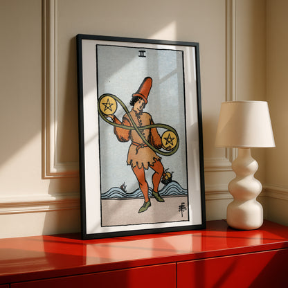 Two of Pentacles Tarot Card Print | Rider-Waite Pentacles Minor Arcana Deck | Wall Art