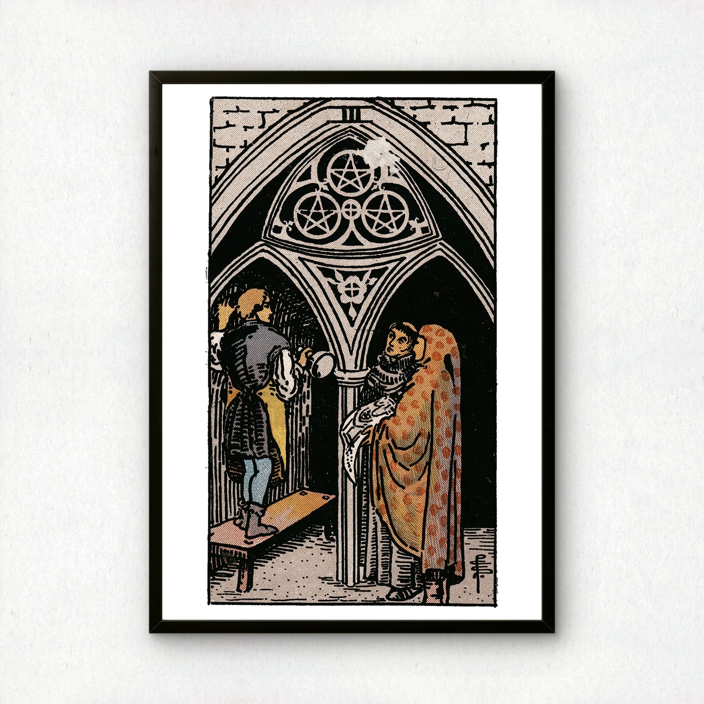Three of Pentacles Tarot Card Print | Rider-Waite Pentacles Minor Arcana Deck | Wall Art