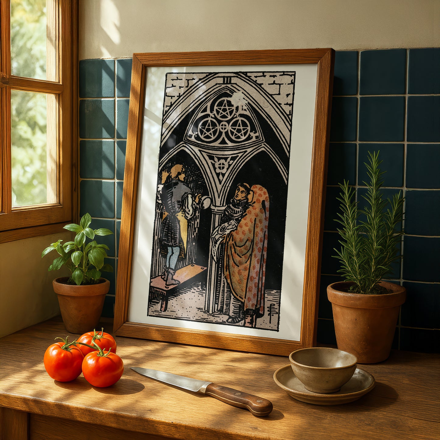 Three of Pentacles Tarot Card Print | Rider-Waite Pentacles Minor Arcana Deck | Wall Art