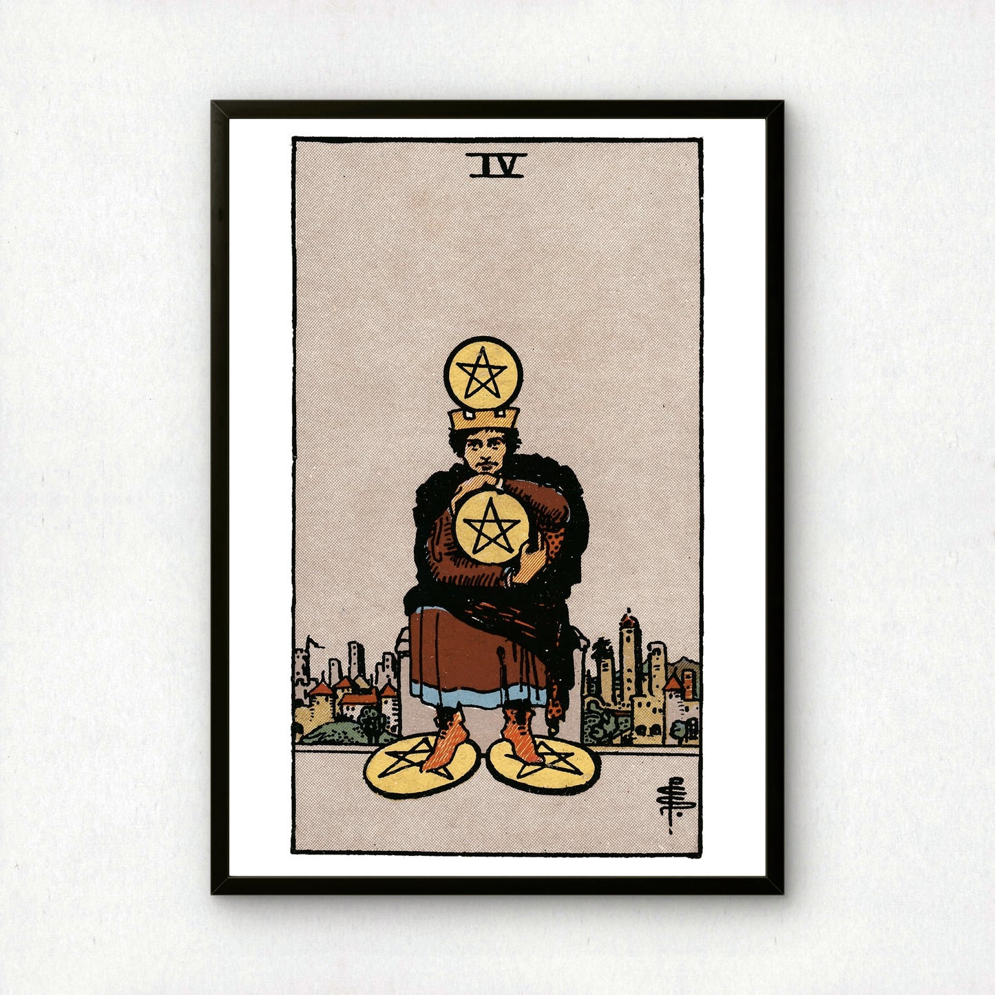 Four of Pentacles Tarot Card Print | Rider-Waite Pentacles Minor Arcana Deck | Wall Art
