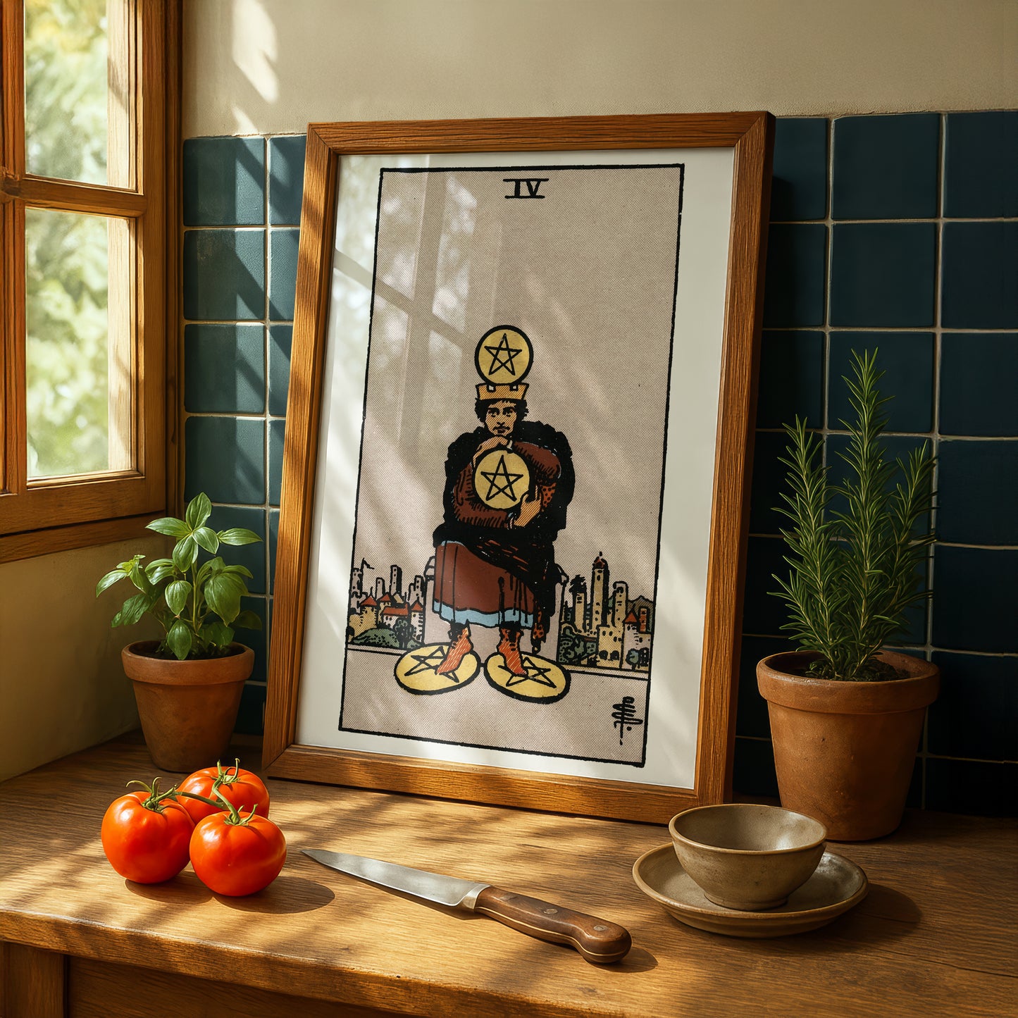 Four of Pentacles Tarot Card Print | Rider-Waite Pentacles Minor Arcana Deck | Wall Art