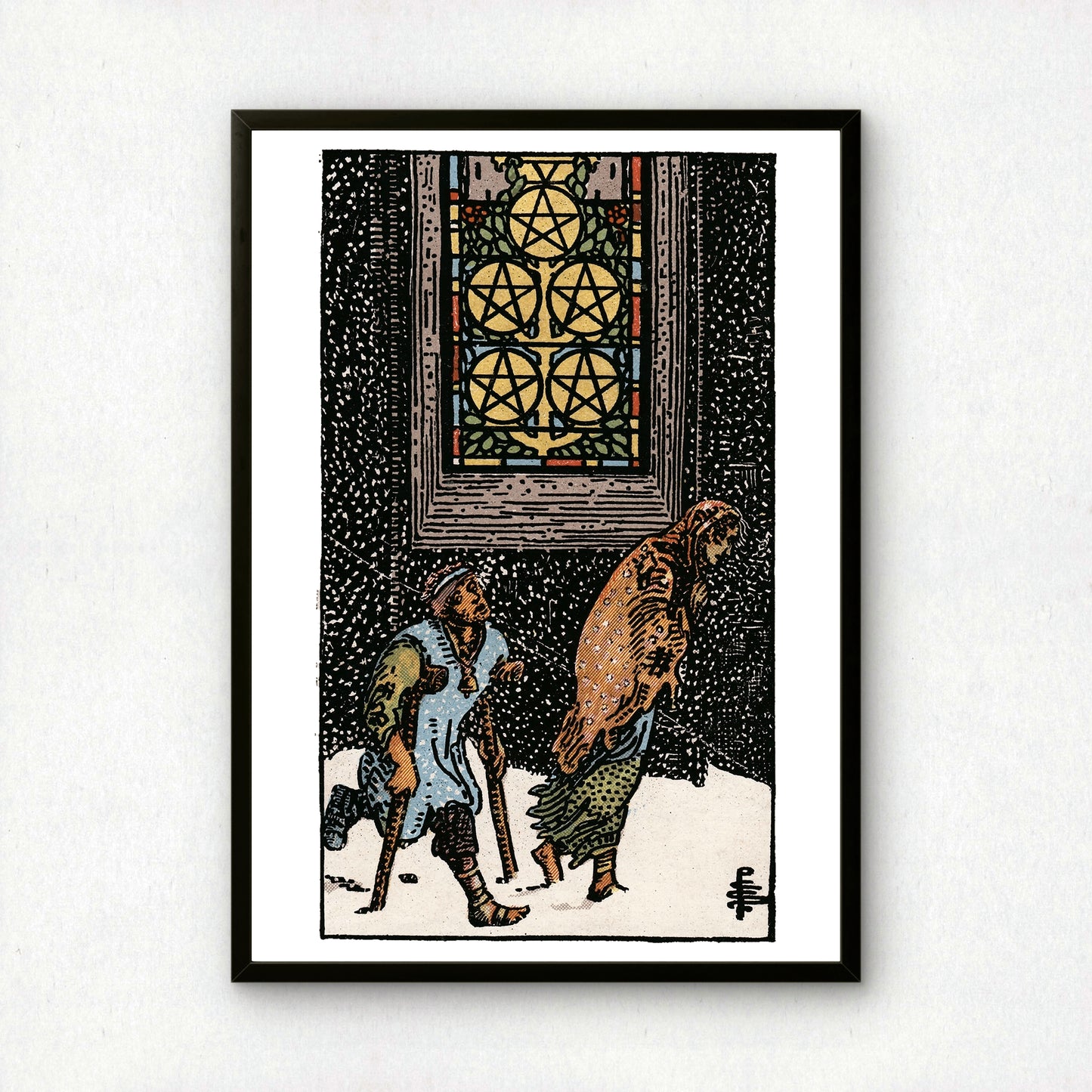 Five of Pentacles Tarot Card Print | Rider-Waite Pentacles Minor Arcana Deck | Wall Art